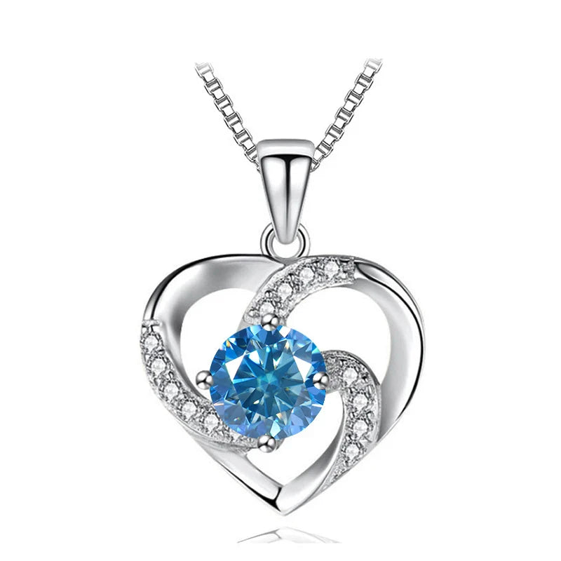 JoyceJelly 1CT Pass Tested Moissanite Heart Necklace for Women S925 Silver Gold Silver Color Diamond Pendant Birthday Party Gift