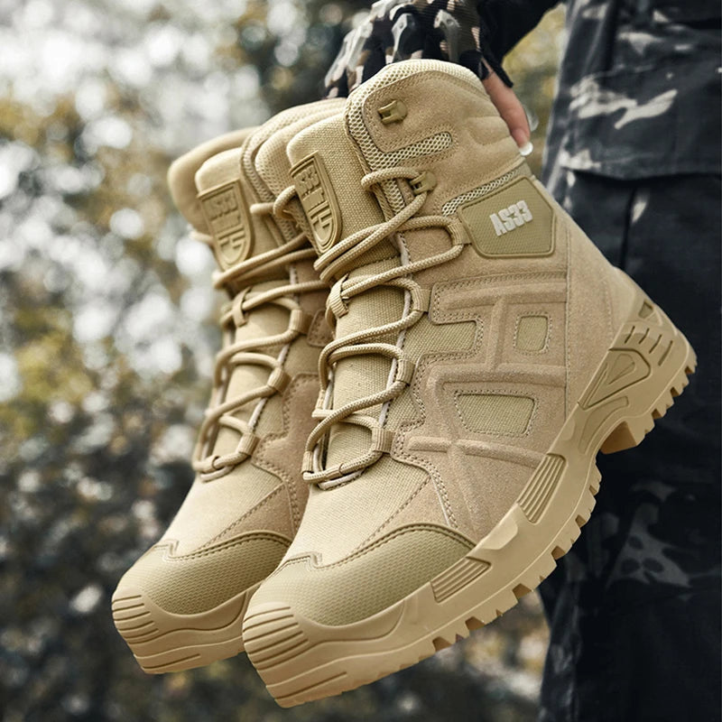 CHRLCK Men's Hiking Shoes Waterproof Non-slip Trekking Boots Outdoor Sport Wear-resistant Mountaineering Tactical Shoes