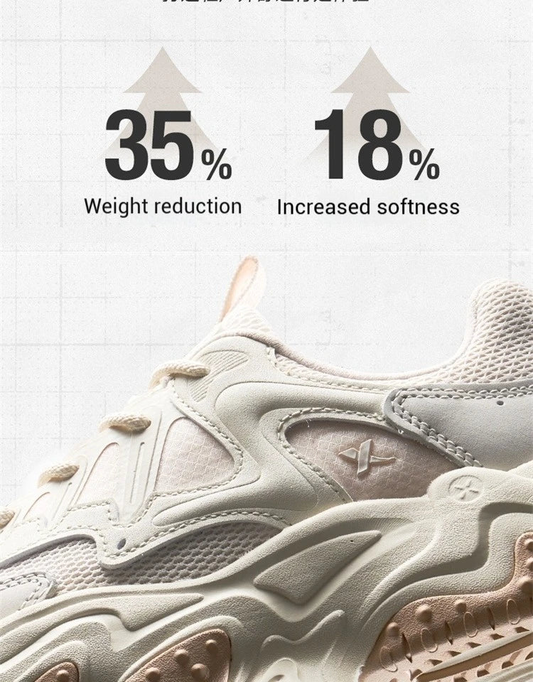 Xtep Youmu Women's Casual Shoes 2025 Summer Lightweight Breathable Thick-soled All-matched Retro Leisure Shoes 875218320009