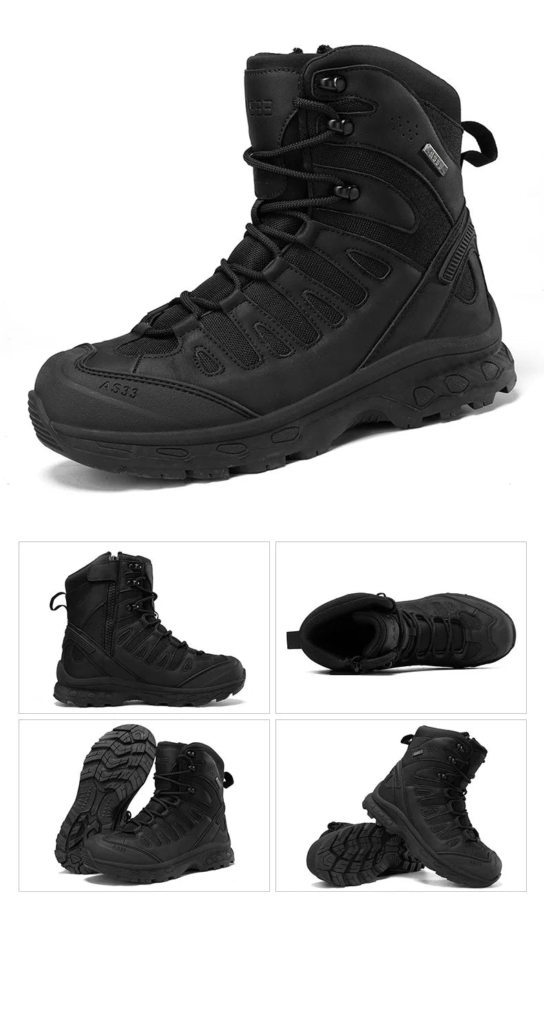 CHRLCK Men's Hiking Shoes Anti-slip Wear-resistant Tactical Boots Waterproof Military Trekking Boots Men Outdoor Travel Shoes
