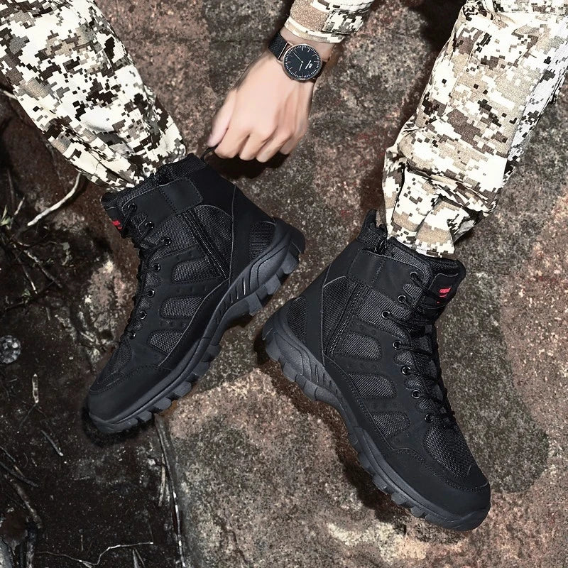 High-Top Men Hiking Boot Winter Outdoor Shoes Lace-Up Non-slip Sports Casual Trekking Boots Man Suede Warm Shoes Men Winter