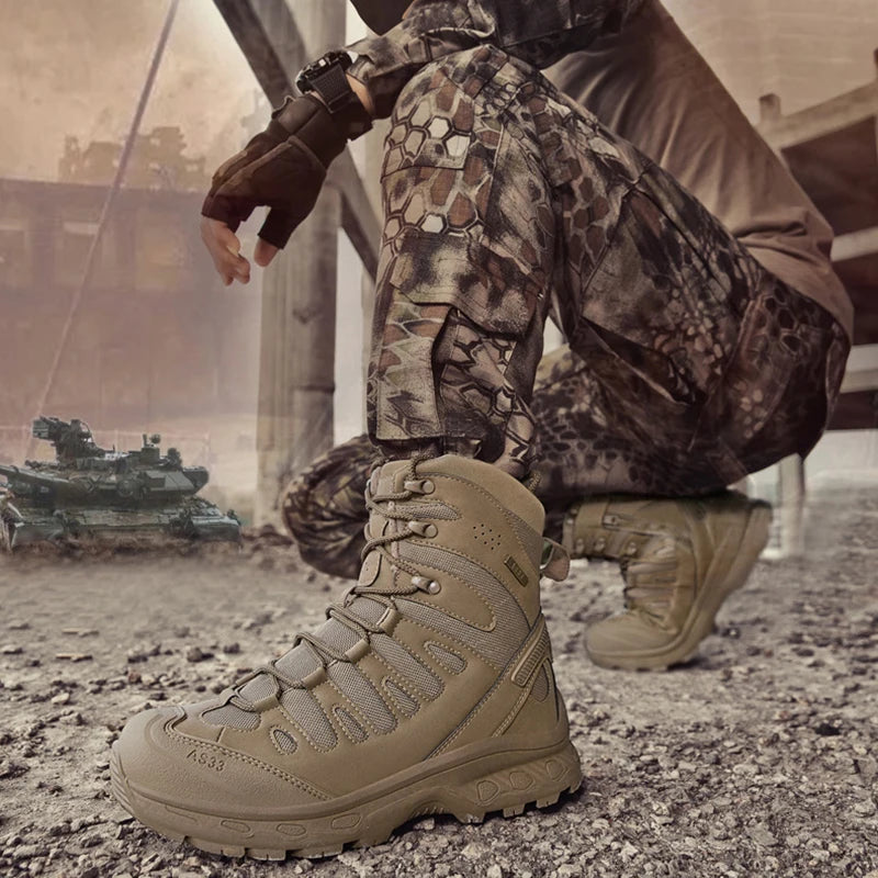 CHRLCK Men's Hiking Shoes Anti-slip Wear-resistant Tactical Boots Waterproof Military Trekking Boots Men Outdoor Travel Shoes