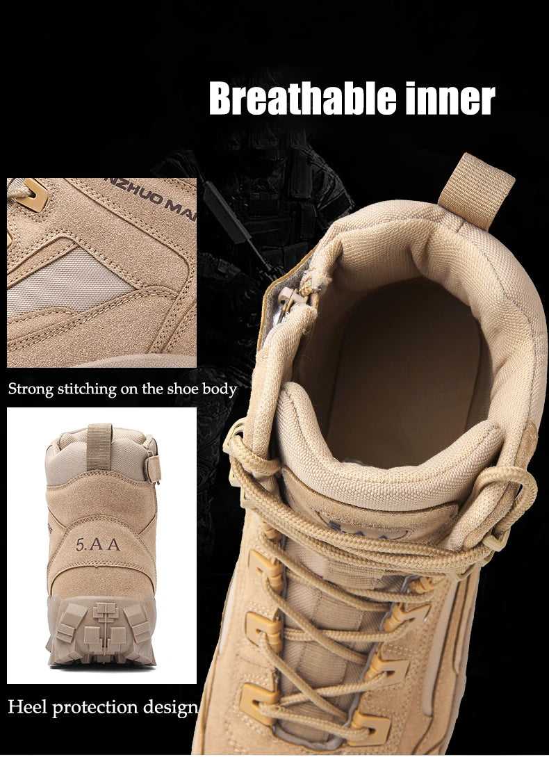 CHRLCK Men Non-Slip Hiking Shoes Combat Boots Wear-resistant Hiking Shoes Waterproof Mountaineering Trekking Boots Outdoor Sport