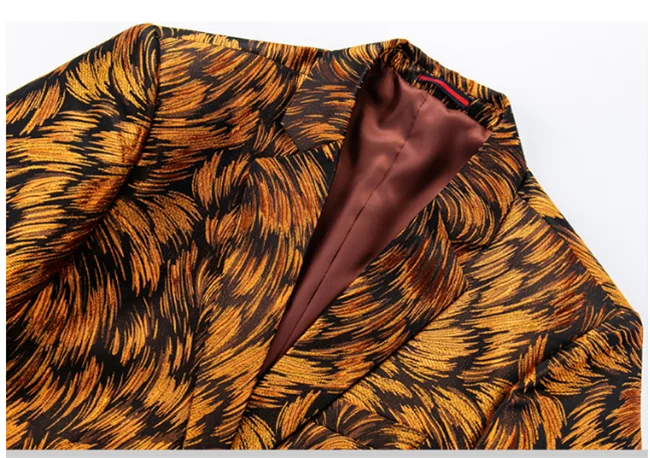 New Men Fashion Trend Wedding Party Jacquard Suit Jacket Single-breasted Slim Blazer Singer Host Stage Performance Dress Coats