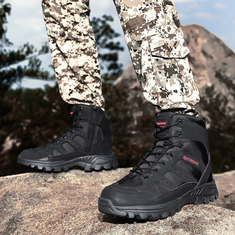 High-Top Men Hiking Boot Winter Outdoor Shoes Lace-Up Non-slip Sports Casual Trekking Boots Man Suede Warm Shoes Men Winter