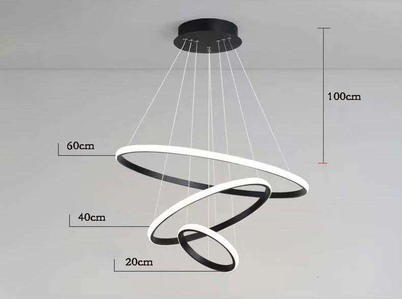 Nordic Simple Circles Pendant Lamp Chandelier LED 3 Rings lights for Dining Bar Living Room Chandelier Loft home decoration