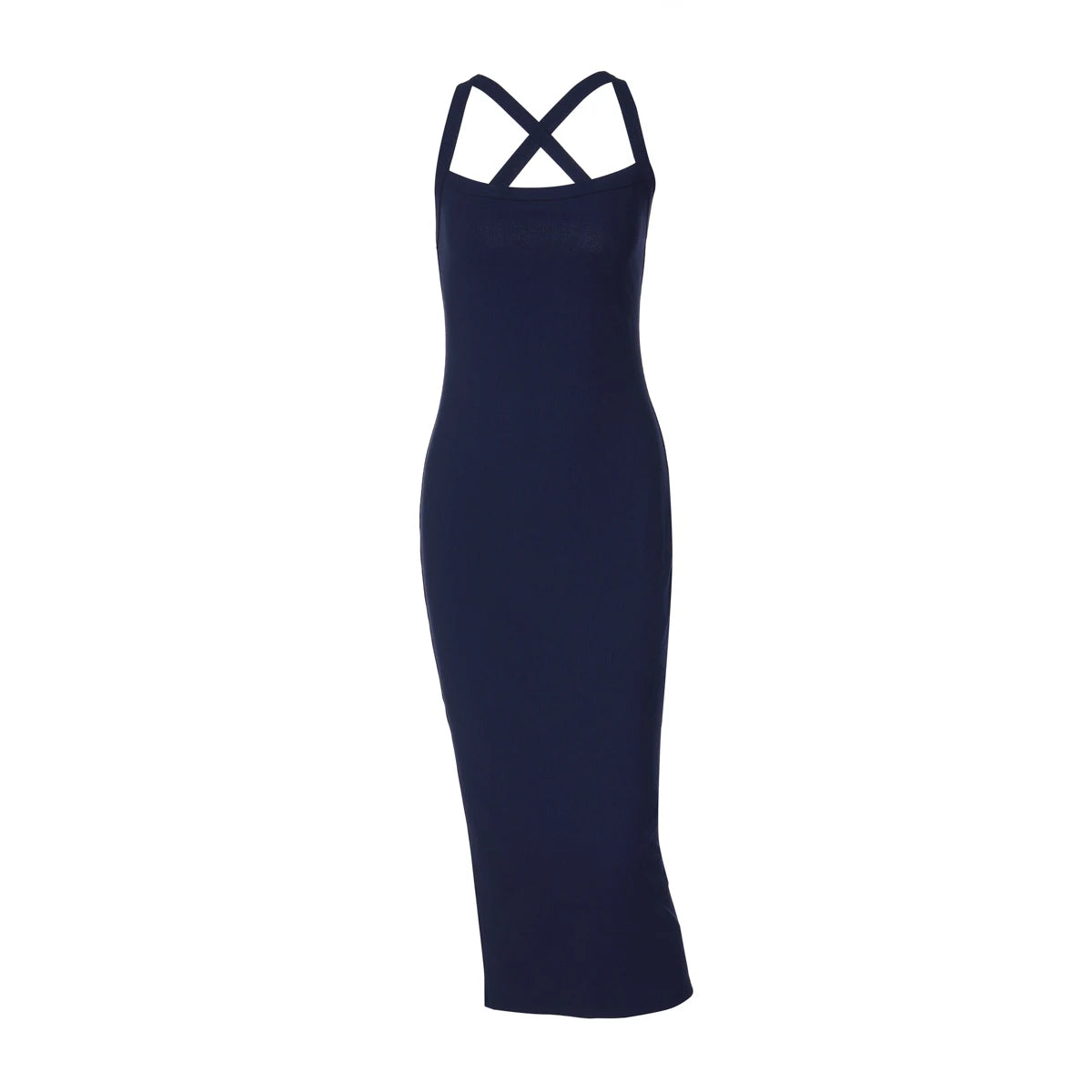Hugcitar Halter Ribbed Solid Sleeveless Backless Sexy Slim Slit Midi Dress Spring Summer Fashion Clothes Birthday Party Festival