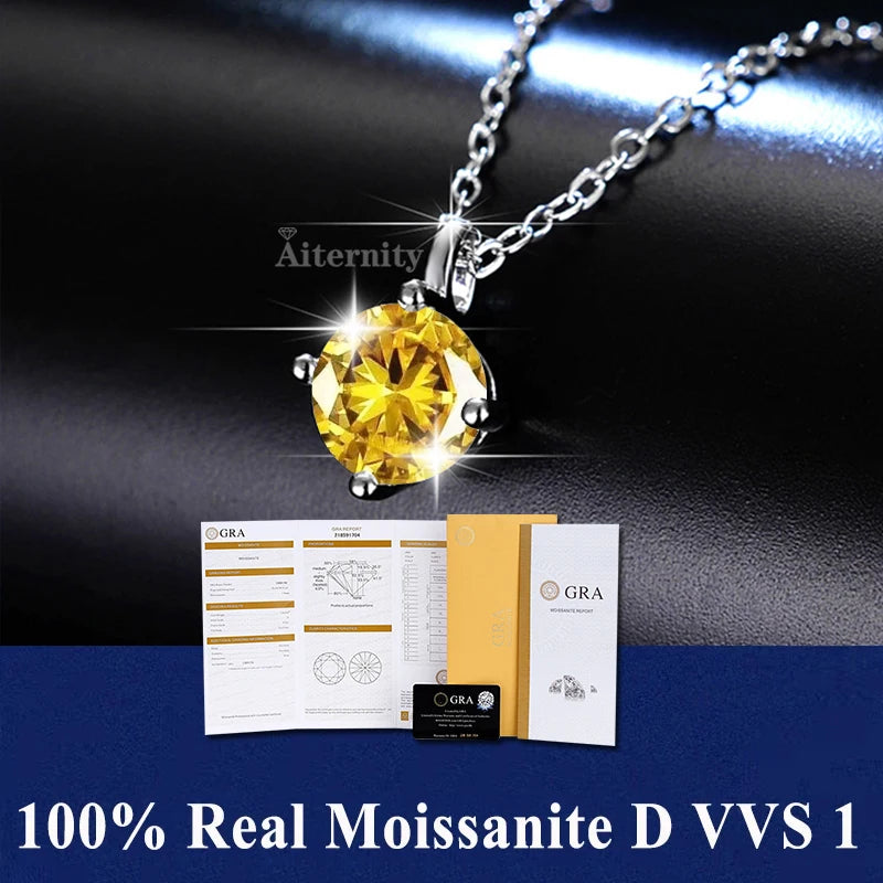 Silver 925 4 prong Moissanite Pendant Necklace For Women Trendy Design D Color VVS Pass Diamond Test Jewelry with box GRA