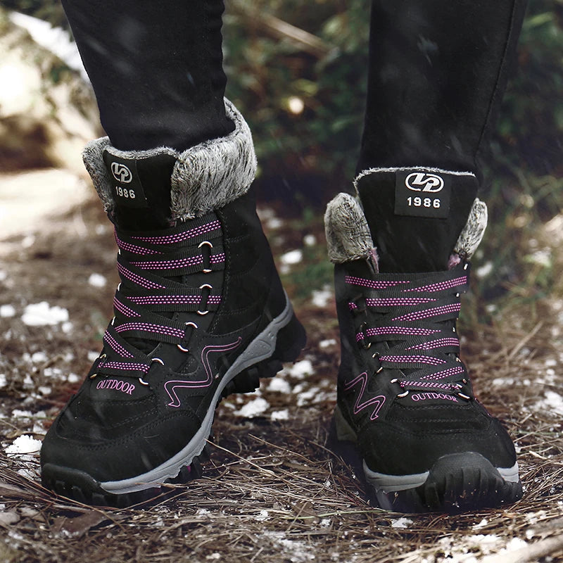 Winter Hiking Shoes Plush Trekking Boots Women Mountain Camping Treking Woman Outdoor Trail Tracking Sneakers
