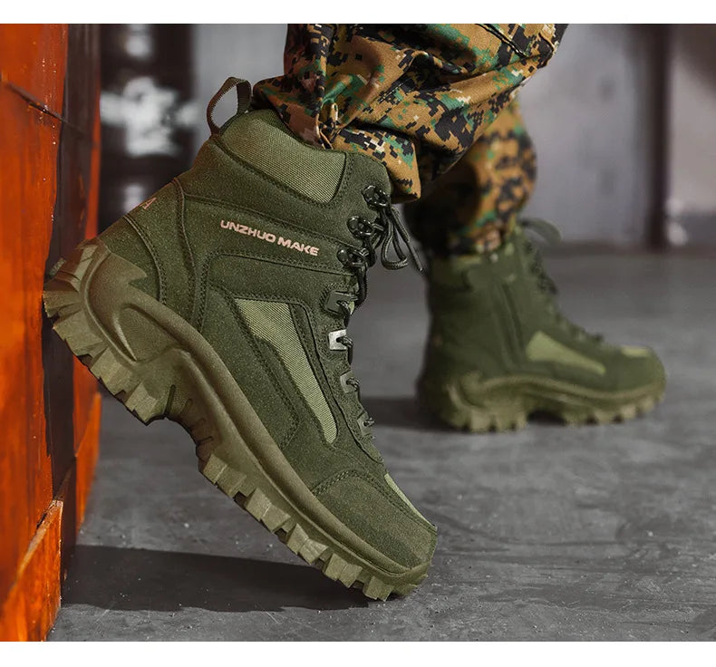 CHRLCK Men Non-Slip Hiking Shoes Combat Boots Wear-resistant Hiking Shoes Waterproof Mountaineering Trekking Boots Outdoor Sport