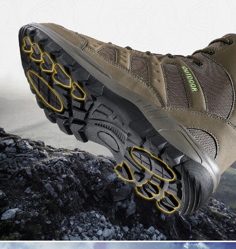 High-Top Men Hiking Boot Winter Outdoor Shoes Lace-Up Non-slip Sports Casual Trekking Boots Man Suede Warm Shoes Men Winter