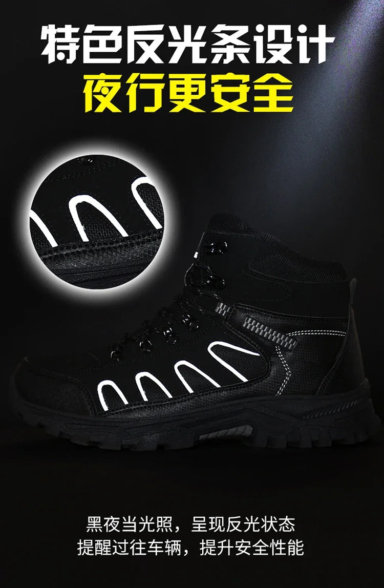 Large 49 Outdoor Ankle Boots Men Non Slip Fashion Lace Up Climbing Leather Winter Hiking Footwear High Top Leisure Hiking Shoes
