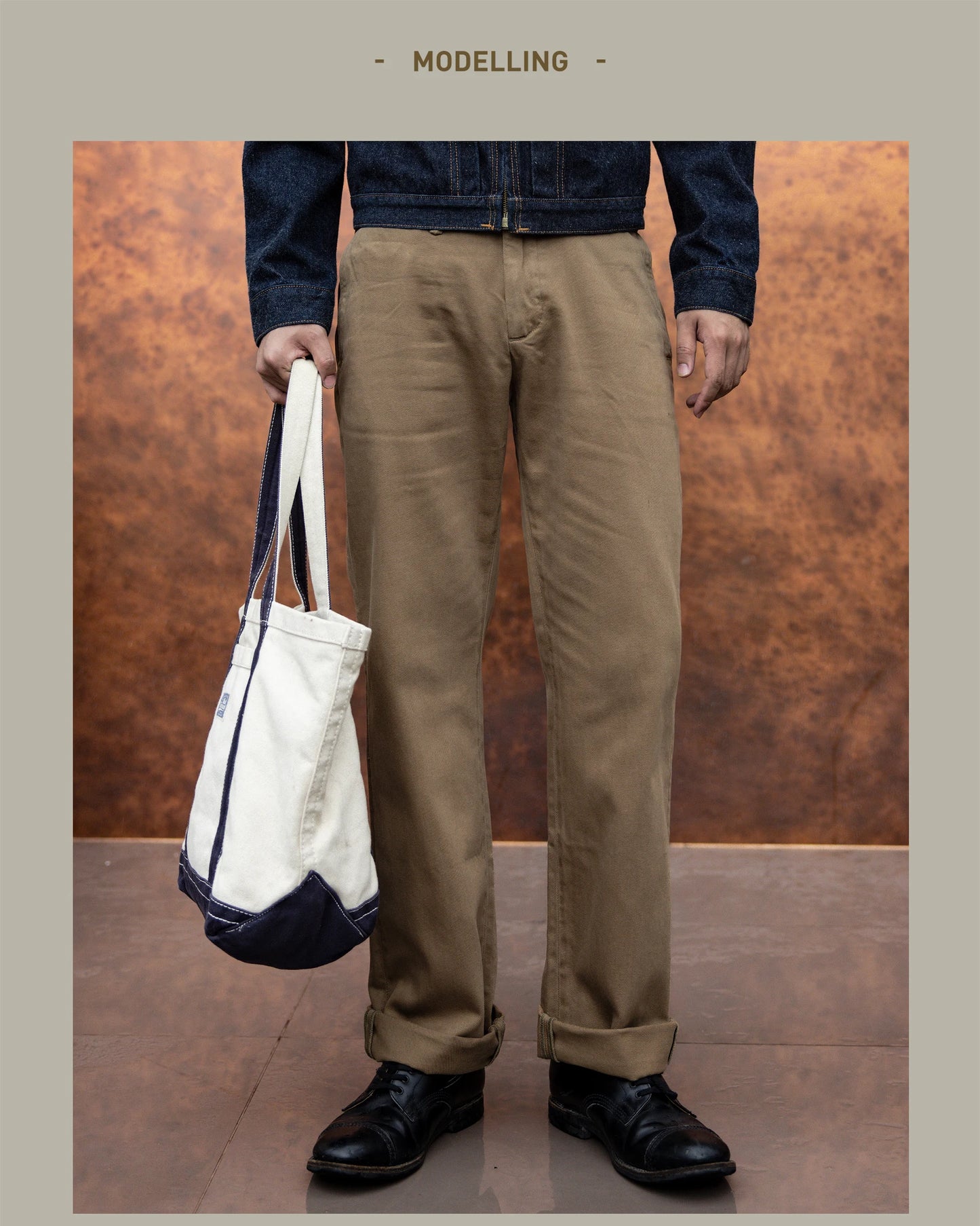 Red Tornado Garmen-Dyed Officer Chino Pants Straight Fit American Casual Style Men's Everyday Trousers