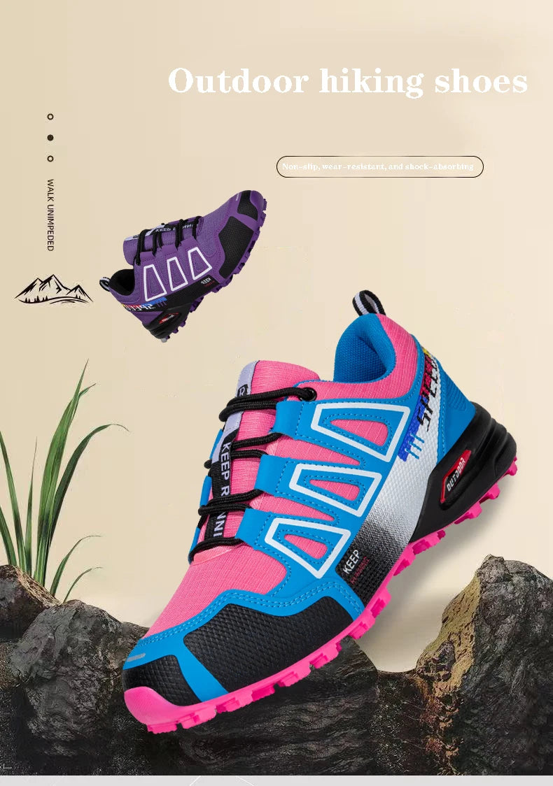 Women Hiking Shoes Breathable Cushioning Outdoor Walking Travel Shoes Ultralight  Lace Up Climbing Bicycle Running Sneakers