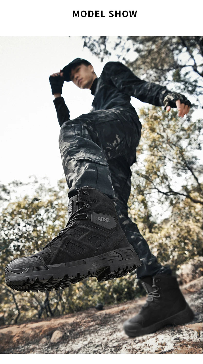 CHRLCK Men's Hiking Shoes Waterproof Non-slip Trekking Boots Outdoor Sport Wear-resistant Mountaineering Tactical Shoes