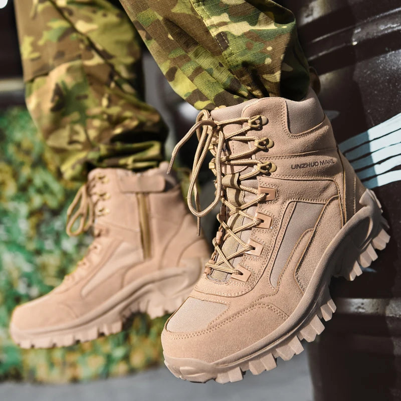 Outdoor boots, hiking shoes, hiking high top shoes, men's shoes, anti slip and wear-resistant off-road sports shoes, combat boot