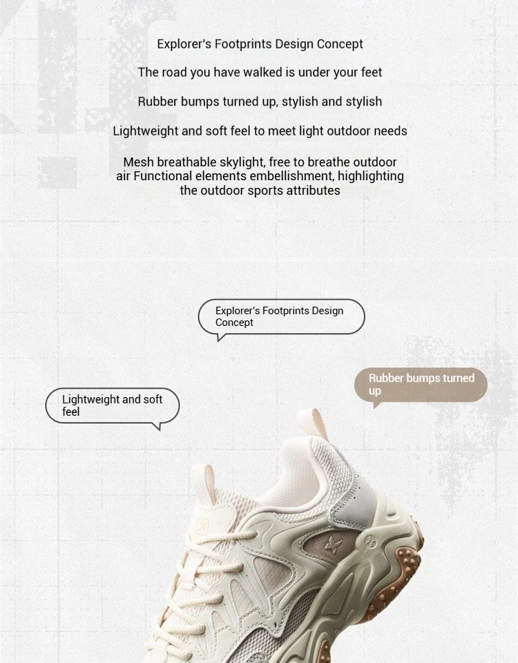Xtep Youmu Women's Casual Shoes 2025 Summer Lightweight Breathable Thick-soled All-matched Retro Leisure Shoes 875218320009