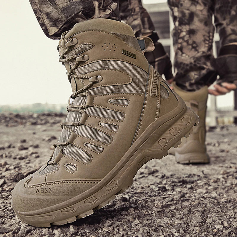 CHRLCK Men's Hiking Shoes Anti-slip Wear-resistant Tactical Boots Waterproof Military Trekking Boots Men Outdoor Travel Shoes