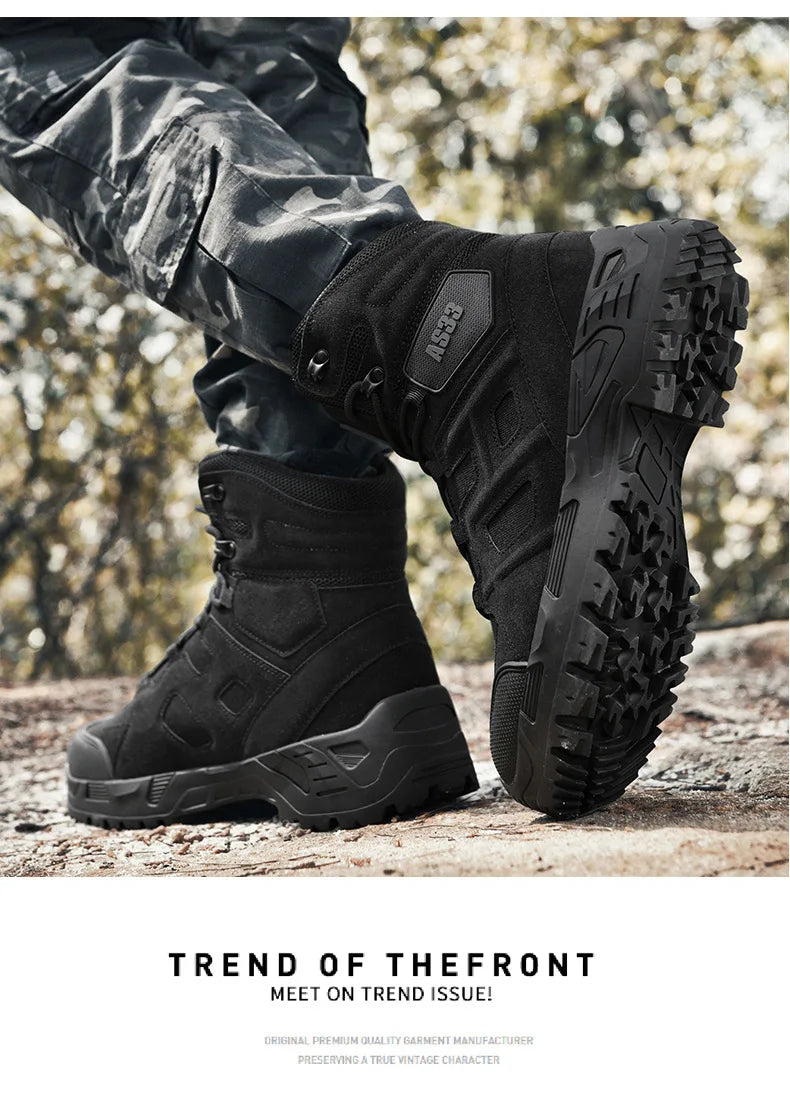 CHRLCK Men's Hiking Shoes Waterproof Non-slip Trekking Boots Outdoor Sport Wear-resistant Mountaineering Tactical Shoes