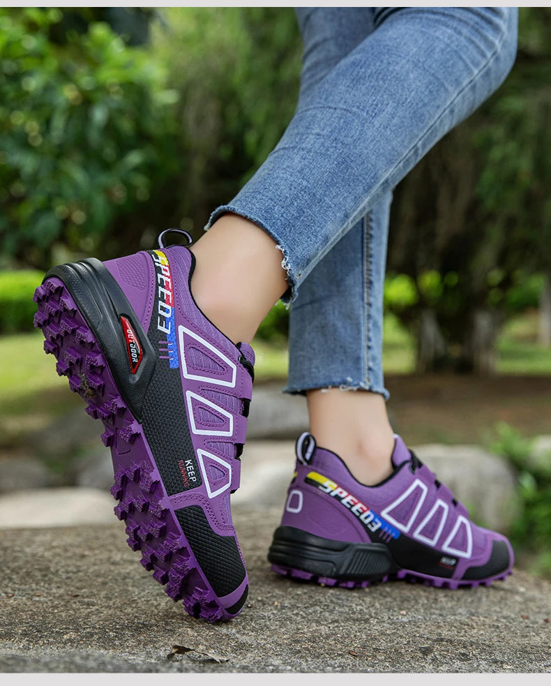 Women Hiking Shoes Breathable Cushioning Outdoor Walking Travel Shoes Ultralight  Lace Up Climbing Bicycle Running Sneakers