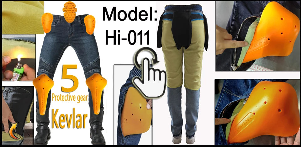 Kevlar Motorcycle Jeans Men Summer Riding Pants Blue Abrasion Resistant Windproof Dirt Bike Trousers Protective Gear