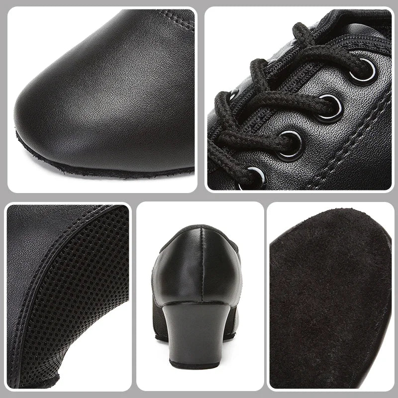 Latin Dance Shoes Men Modern Tango Salsa Leather Ballroom Shoes Square Heels Adults Children Boys Party Dance Shoes sport
