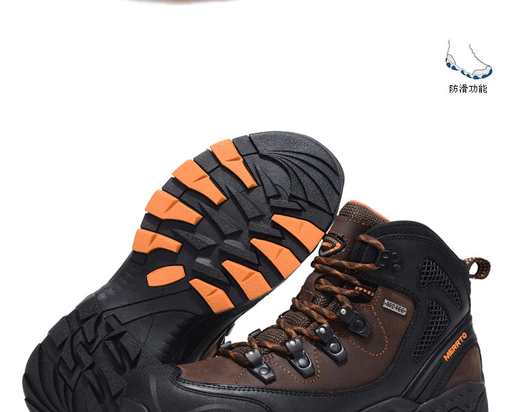 MERRTO cowhide Hiking shoes Men trekking boot mountian waterproof hunting Boots Male Sneakers Tactical Desert Combat Ankle Boots