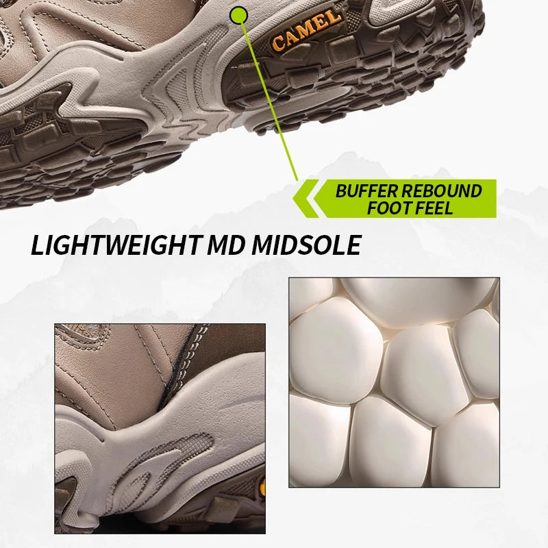 GOLDEN CAMEL Men's Hiking Shoes Anti-slip Waterproof High-Top Trekking Boots for Men Thick Sole Height Increasing Climbing Shoes