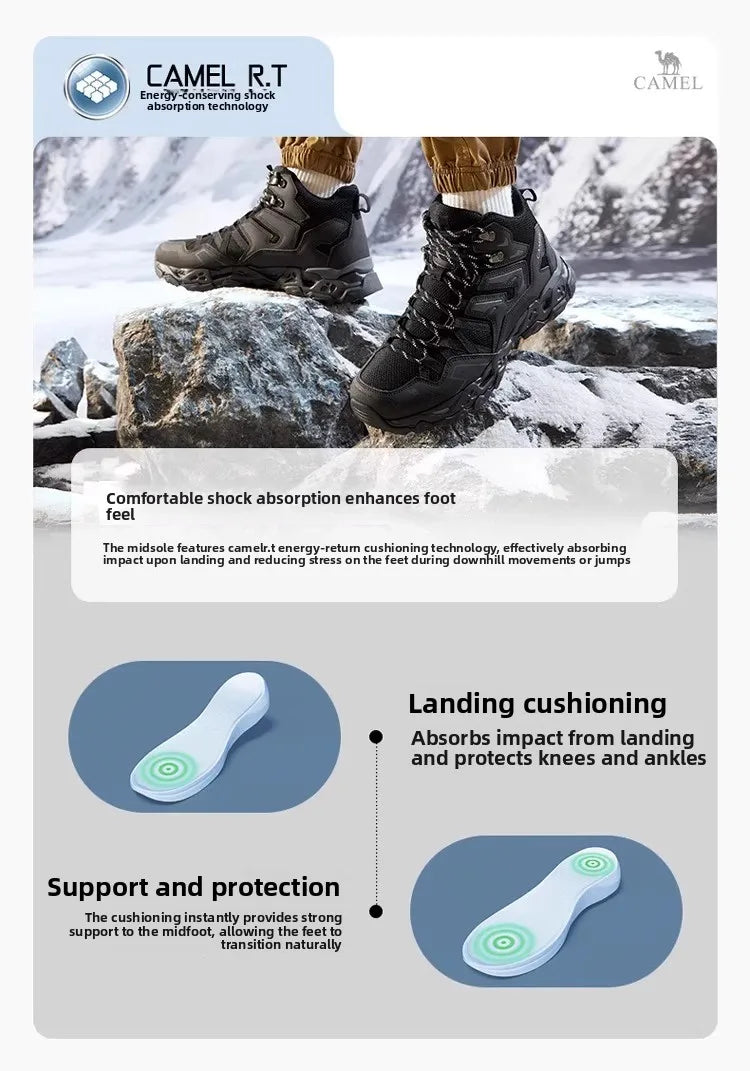 Golden Camel Men's Outdoor Hiking Boots High-Top Lace-Up Non-slip Sports Casual Trekking Boot 2025 Winter Suede Warm Women Shoes