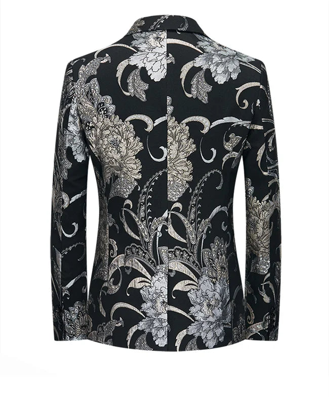 New Men Fashion Trend Wedding Party Jacquard Suit Jacket Single-breasted Slim Blazer Singer Host Stage Performance Dress Coats