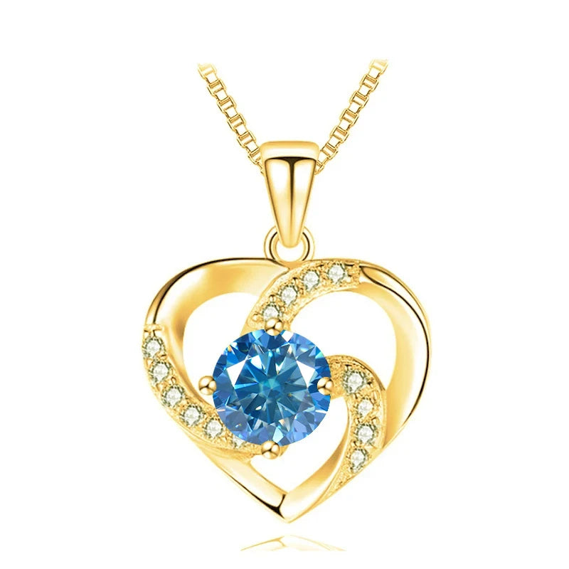 JoyceJelly 1CT Pass Tested Moissanite Heart Necklace for Women S925 Silver Gold Silver Color Diamond Pendant Birthday Party Gift