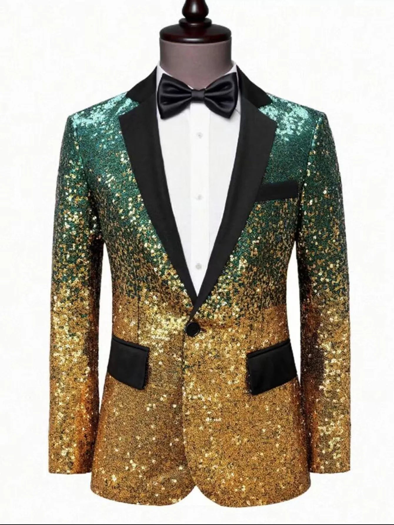 New men's Slim fashion big size sequins gradient color suit single-button jacket multi-color optional S-XXL size