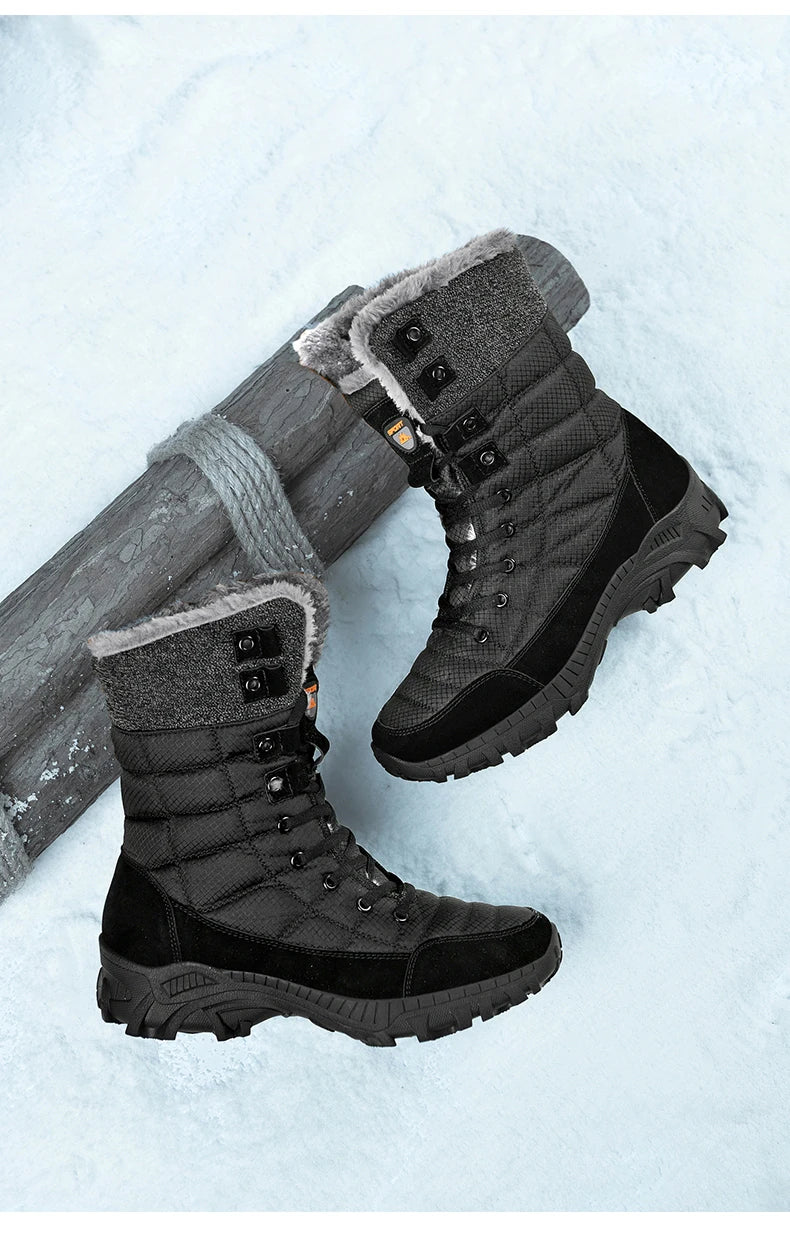 Men Shoes Snow Boots Men  Plus Velvet Warm Trend  High Top Winter 2023 New Outdoor Mountaineering Padded Mens Hiking Boots