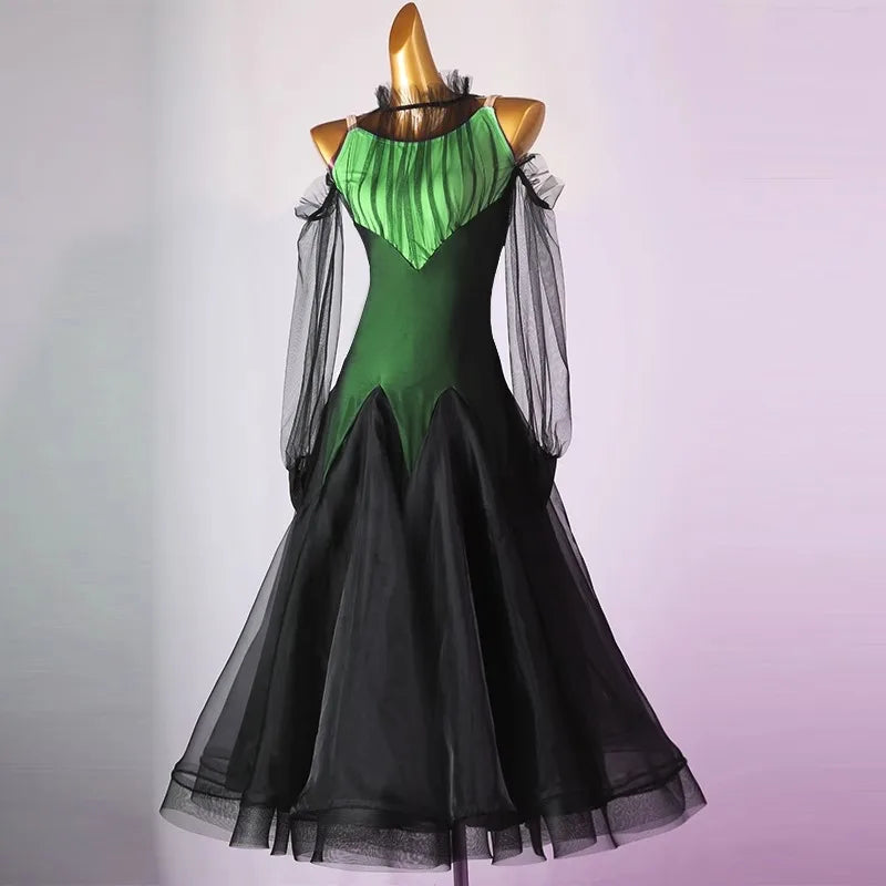 Sports Dance Suit Competition Ballroom Dress Girls Outfit Long Sleeve Adult Costume Waltz Modern Clothing Evening Stage Costumes