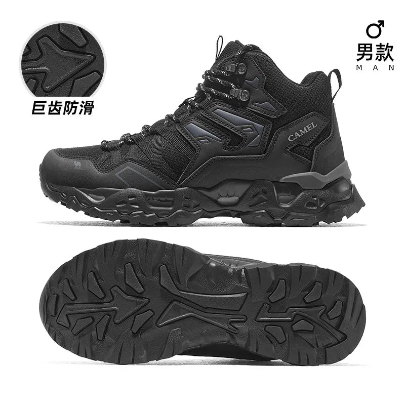 Golden Camel Men's Outdoor Hiking Boots High-Top Lace-Up Non-slip Sports Casual Trekking Boot 2025 Winter Suede Warm Women Shoes
