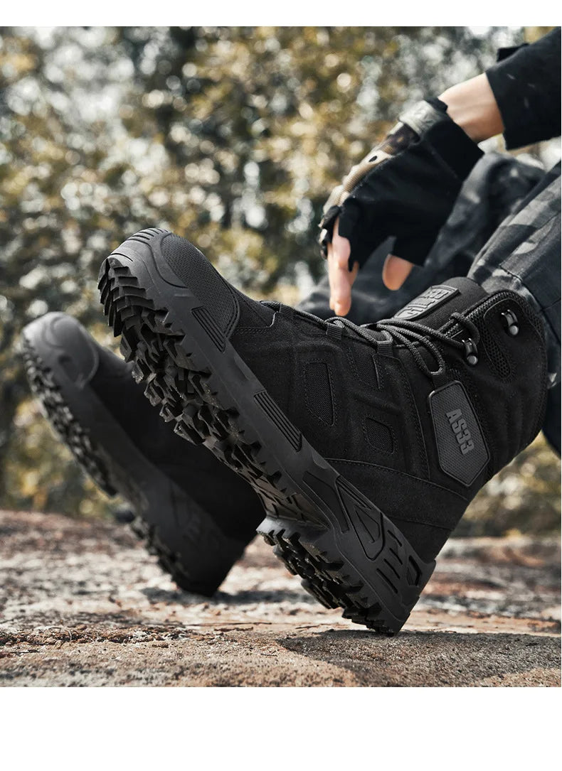 CHRLCK Men's Hiking Shoes Waterproof Non-slip Trekking Boots Outdoor Sport Wear-resistant Mountaineering Tactical Shoes