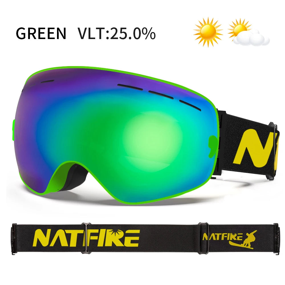 Ski Goggles Pro 100% UV400 Protection Anti Fog Interchangeable Lens Skiing Glasses Snowboard Snow Goggles for Men Women Natfire