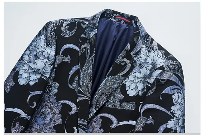 New Men Fashion Trend Wedding Party Jacquard Suit Jacket Single-breasted Slim Blazer Singer Host Stage Performance Dress Coats