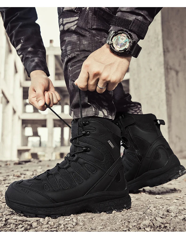 CHRLCK Men's Hiking Shoes Anti-slip Wear-resistant Tactical Boots Waterproof Military Trekking Boots Men Outdoor Travel Shoes