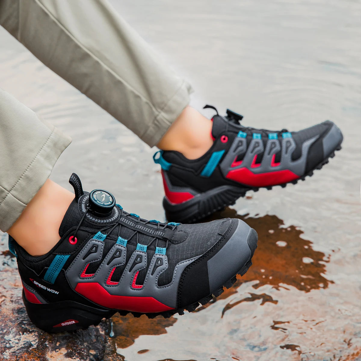 HIKEUP Men's Hiking Shoes Suede Leather Outdoor Shoes Wear-resistant Men Trekking Walking Hunting Tactical Sneakers
