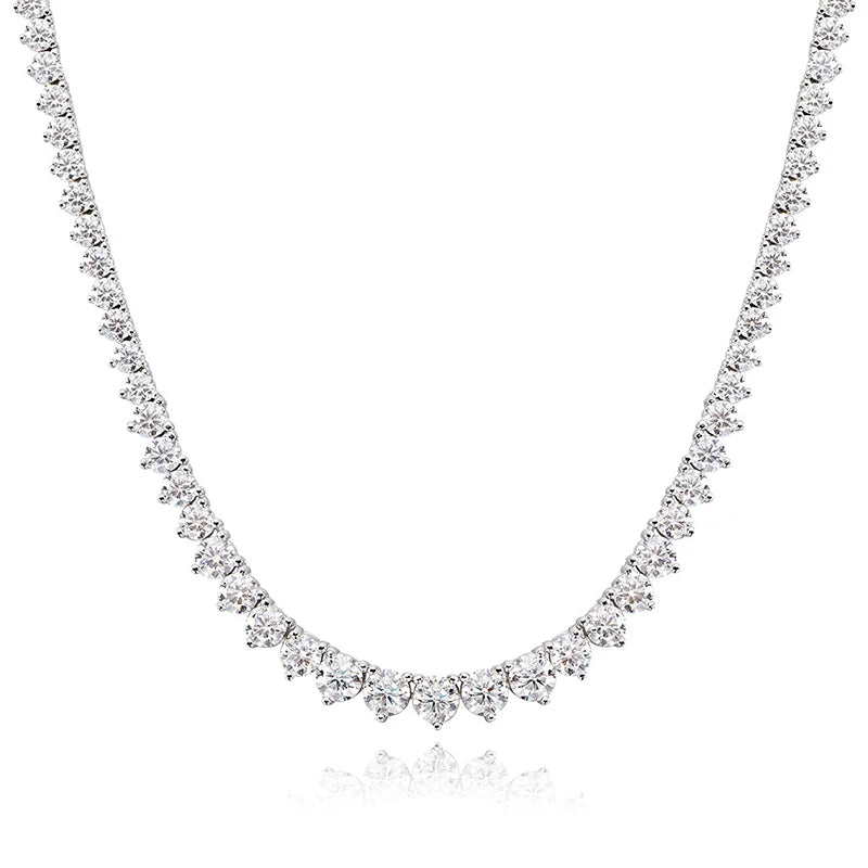 Smyoue 3 Claws Gradient Moissanite Tennis Necklace for Women Sparkling Full Diamond Luxury Jewelry Sterling Silver 925 Chain