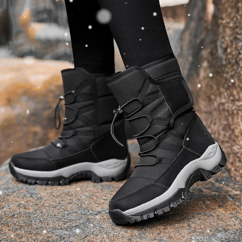Women's Anti-Slip High-Top Trekking Boots Plush Warm Snow Shoes for Outdoor Hiking Mountain Climbing Winter Outdoor Activities