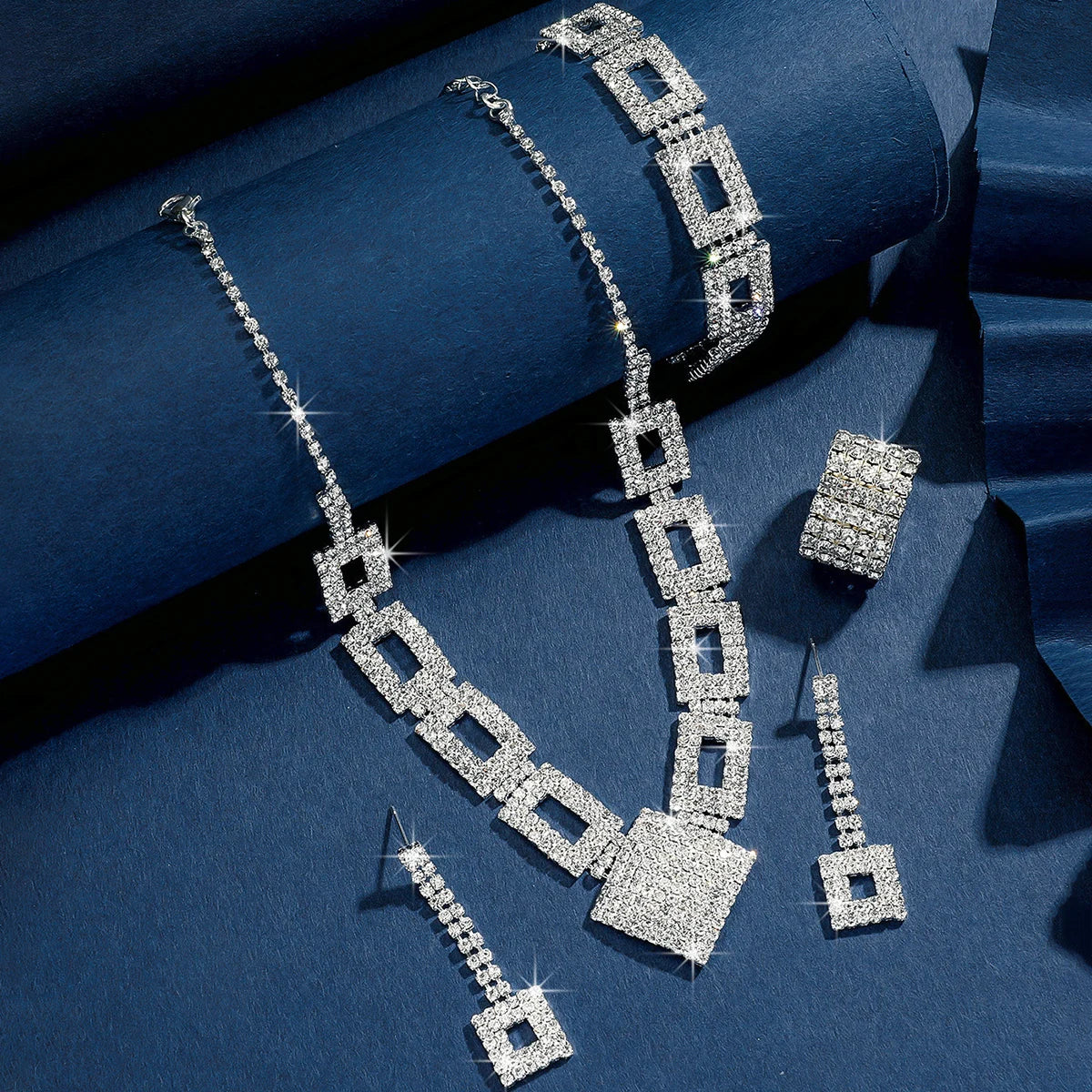 Women's Design Geometric Necklace Earrings Bracelet Ring Jewelry Set Wedding Banquet Party Holiday Gift