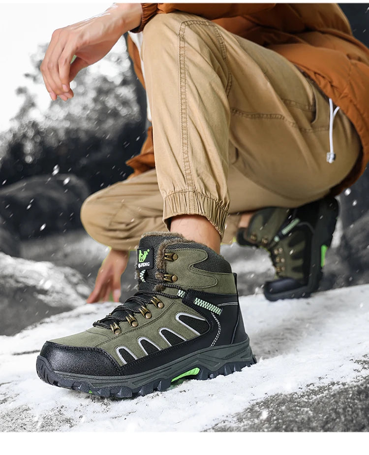 Large 49 Outdoor Ankle Boots Men Non Slip Fashion Lace Up Climbing Leather Winter Hiking Footwear High Top Leisure Hiking Shoes