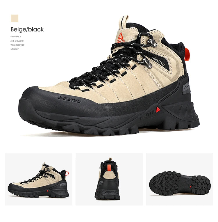 HUMTTO Hiking Shoes Men Trainers Outdoor Trekking Boots Mens Breathable Winter Men's Sports Shoes Leather Safety Work Sneakers