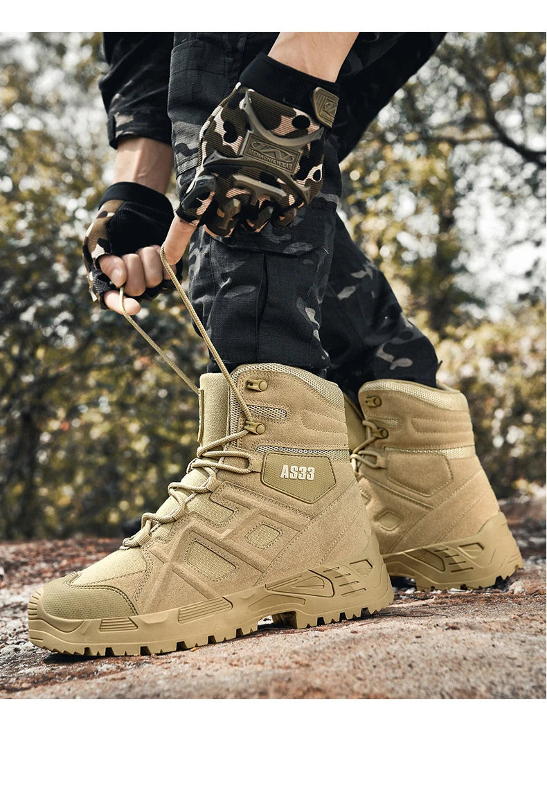 CHRLCK Men's Hiking Shoes Waterproof Non-slip Trekking Boots Outdoor Sport Wear-resistant Mountaineering Tactical Shoes