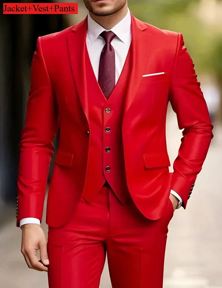 Elegant Men's Suit Sets- Slim Fit Tuxedo Set for Weddings & Formal Occasions, Black Suit