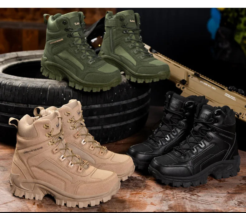 CHRLCK Men Non-Slip Hiking Shoes Combat Boots Wear-resistant Hiking Shoes Waterproof Mountaineering Trekking Boots Outdoor Sport