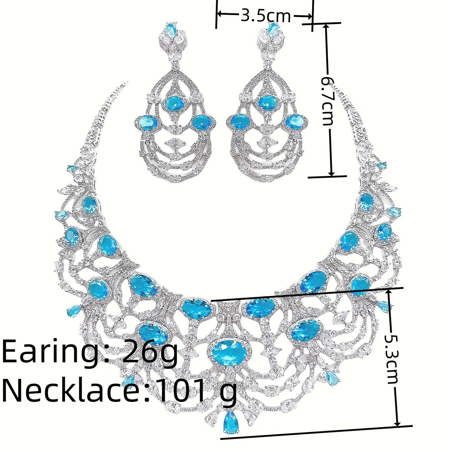 2025 New Noble Popping Blue Jewelry Set Necklace Earrings Stunning Nigerian Women Wedding Holiday Gift Prom Travel M-764