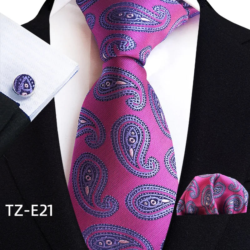 Luxury Men Tie Gold Paisley Necktie Set For Man Brand Business Daily Wear Gift Fit Wedding Workplace Suit Accessories Wholesale